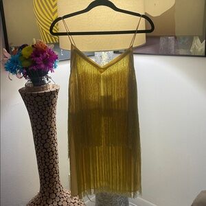 Zara Light Yellow Fringe Dress